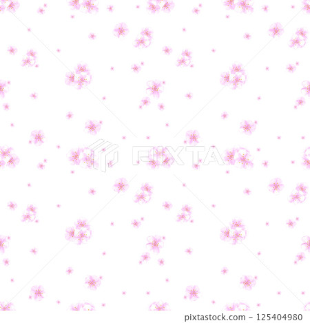 Hand drawn watercolor cherry blossom bouquet seamless pattern isolated on white background. Can be used for textile, fabric, scrapbook and other printed products. 125404980