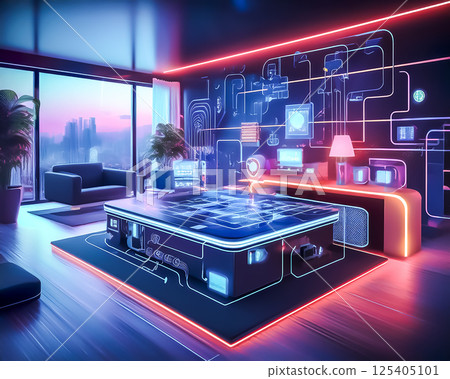 智慧家庭科技圖片素材客廳 125405101