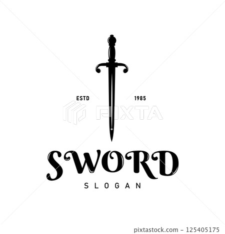 Sword Silhouette with Vintage Style Design Logo Vector Sword Silhouette with Vintage Style Design Logo Vector 125405175