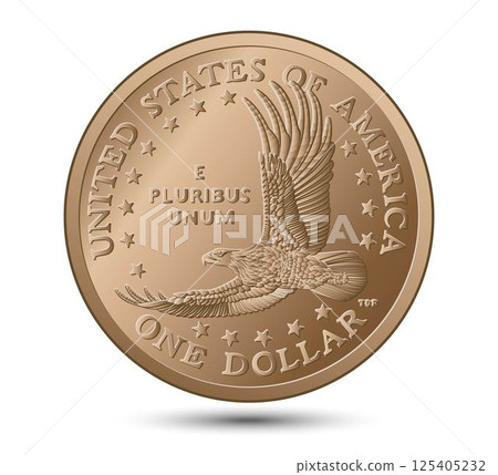 Coin one US dollar. American money. Vector illustration. Coin one US dollar. American money. Vector illustration. 125405232