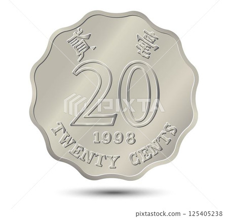 Reverse of Hong Kong coins 20 cents. Vector illustration. 125405238