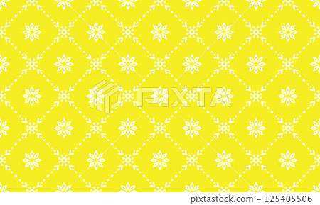 Flower geometric pattern. Seamless vector background. White and yellow ornament 125405506