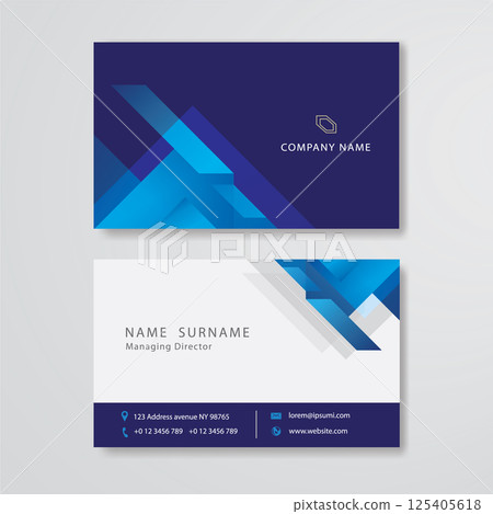 Blue business card flat design vector template 125405618