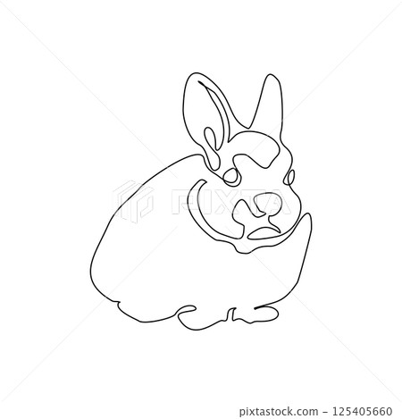 Continuous one line drawing of bunny. Cute rabbit silhouette with ears in simple minimalistic style Vector illustration 125405660