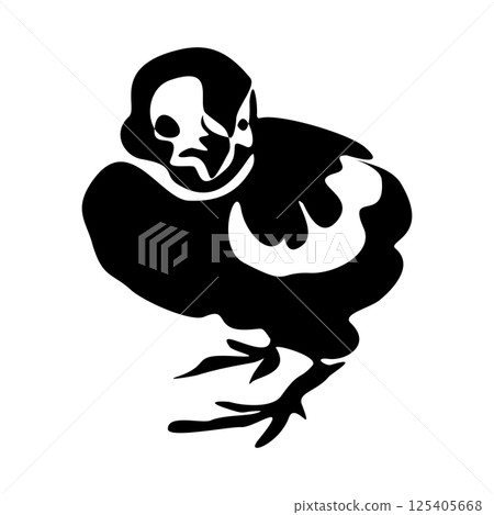 Black silhouette of the chick. Cute little chicken. vector illustration Black silhouette of the chick. Cute little chicken. vector illustration 125405668