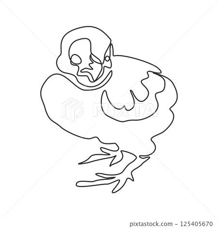 Single continuous line drawing the chick. Cute little chicken. One line design vector illustration 125405670