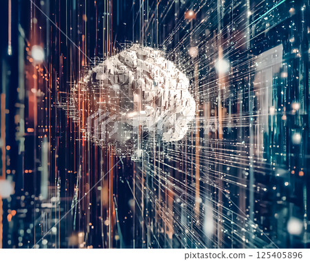 Image material showing the connection between the brain and the system 125405896