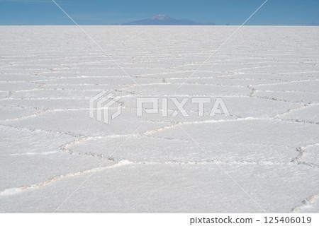 Expansive Bolivian Salt Desert Showcasing Unique Honeycomb Patte 125406019