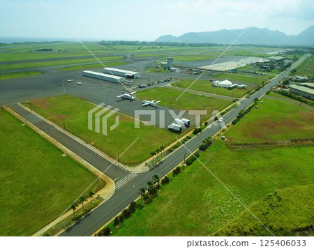 Kauai Airfield With Runways and Green Landscape From Above 125406033