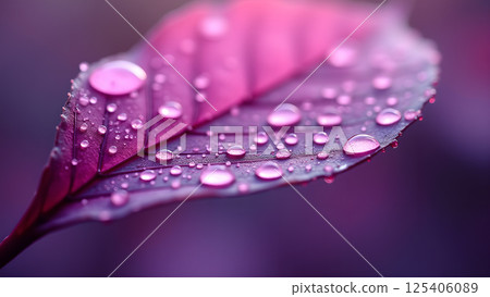 Dew kissed leaf, purple botanical splendor Dew kissed leaf, purple botanical splendor 125406089