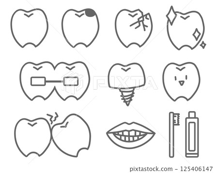 Simple and cute tooth illustration set 125406147