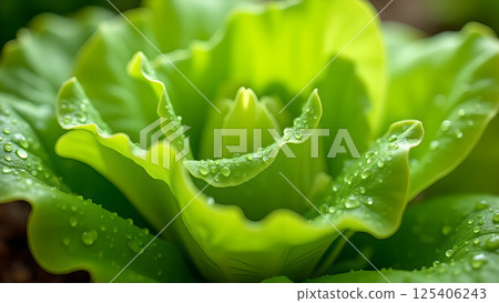 Needles of blue spruce close-up with water drops Needles of blue spruce close-up with water drops 125406243