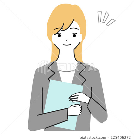 一位女商人拿著活頁夾的插圖 125406272