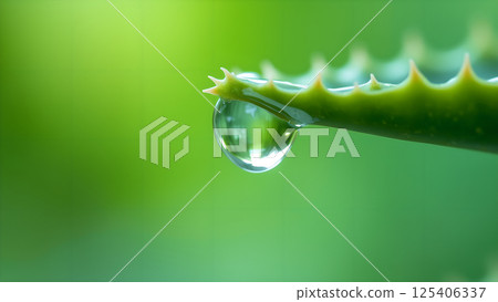 Aloe Vera Drop: Nature's Hydration Close-up View 125406337