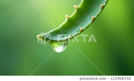 Aloe Vera Droplet: Natural Hydration Closeup View 125406338