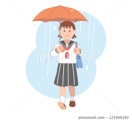 A female student in a sailor suit holding an umbrella A female student in a sailor suit holding an umbrella 125406392