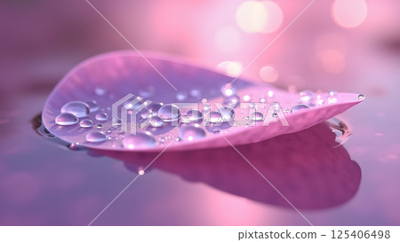 Pink Petal Adorned with Dewdrops Reflection Pink Petal Adorned with Dewdrops Reflection 125406498