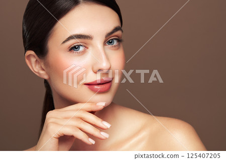 Portrait beautiful young woman with clean fresh skin 125407205