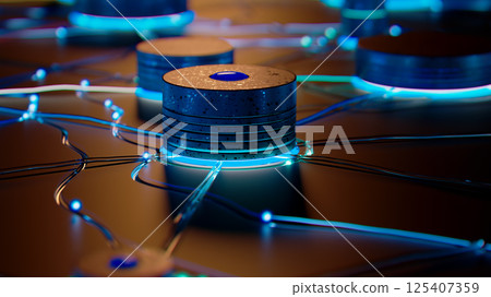 Digital Nexus: Illuminated Nodes in a Tech-Inspired Network 125407359