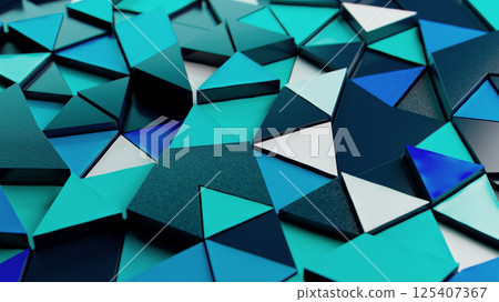 Teal and Blue Geometry: Abstract Triangular Patterns with Glossy Reflections Teal and Blue Geometry: Abstract Triangular Patterns with Glossy Reflections 125407367