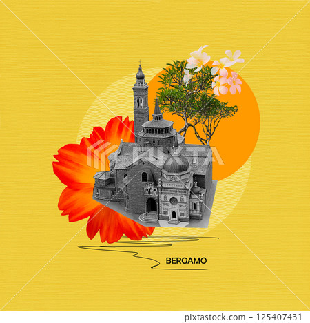 Beautiful architecture of the Basilica of Santa Maria Maggiore in Bergamo, Italy 125407431