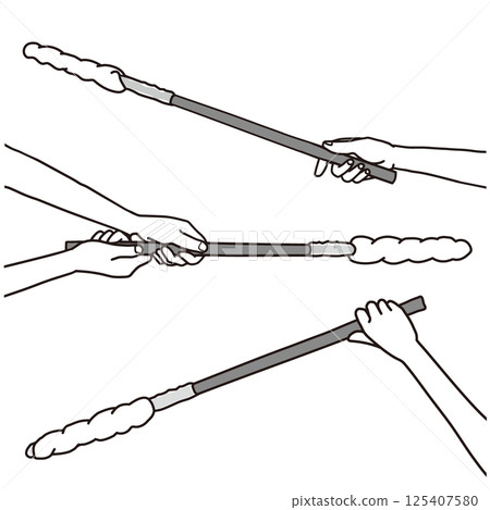 單色插圖集的裸手拿著未烤過的麵包棒 125407580