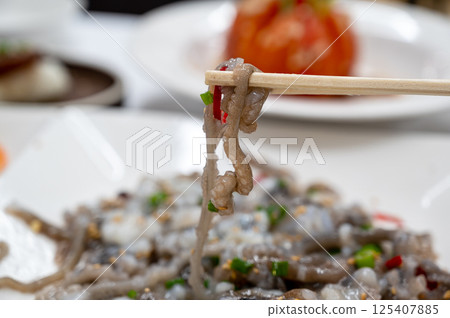 Korean food. chopped live octopus Korean food. chopped live octopus 125407885