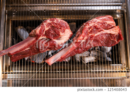 Chinese food. Grilled lamb ribs. 125408043