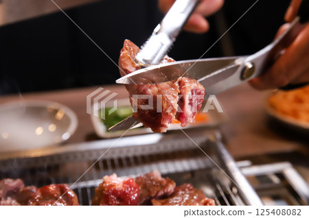 Chinese food. Grilled lamb ribs. 125408082