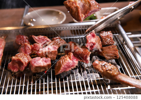 Chinese food. Grilled lamb ribs. 125408088