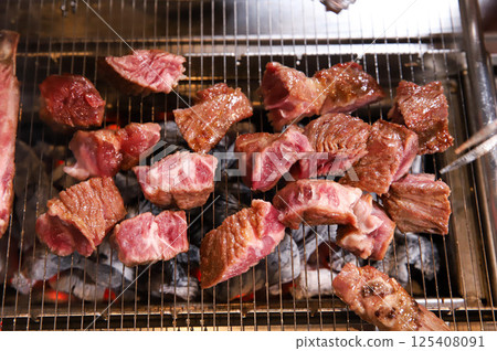 Chinese food. Grilled lamb ribs. 125408091