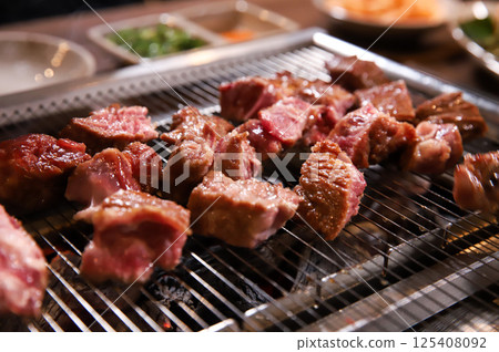 Chinese food. Grilled lamb ribs. 125408092