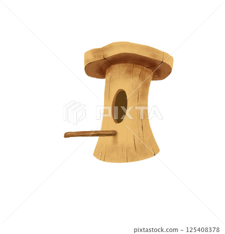 png drawing of a wooden birdhouse, digital 125408378