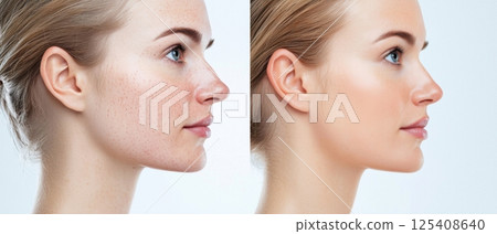 A scientific study analyzing the effects of a medical treatment on the and healing of skin tissue, shown through a before-and-after visual comparison. 125408640