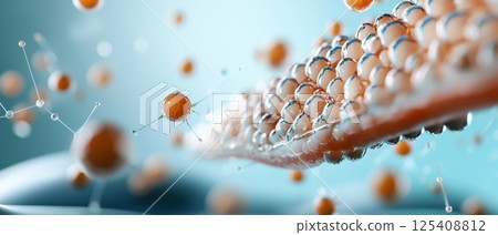 Detailed microscopic view of advanced nanotechnology technology repairing and regenerating human skin at a cellular level 125408812