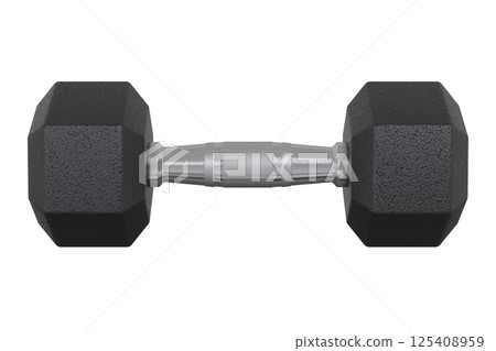 Blank Hex Dumbbell, weightlifting gym equipment, side view. Png clipart isolated on transparent background Blank Hex Dumbbell, weightlifting gym equipment, side view. Png clipart isolated on transparent background 125408959