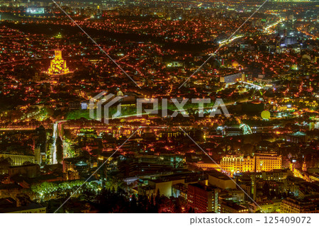 Holy Trinity Cathedral of Tbilisi, night view from Mtatsminda 125409072
