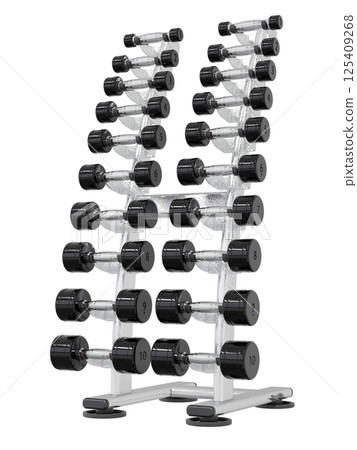 Gym Dumbbell rack, a stand for weightlifting gym equipment 125409268