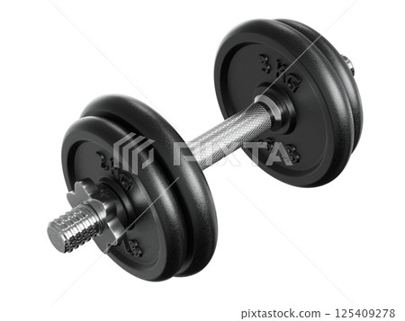 Cast Iron Black Adjustable Dumbbell, weightlifting gym equipment, side view Cast Iron Black Adjustable Dumbbell, weightlifting gym equipment, side view 125409278