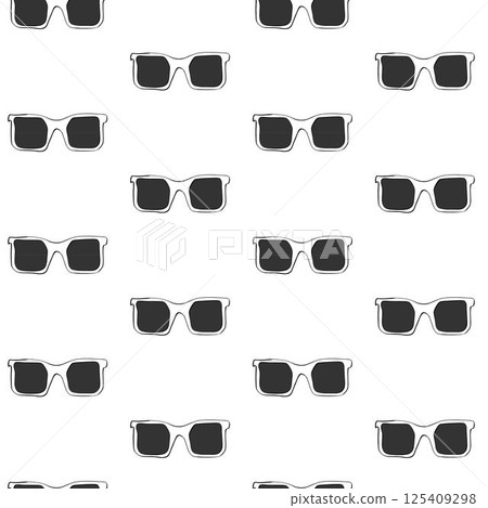 Sunglasses Seamless vector pattern. Graphic line ink illustration. For vacation poster, beach party invitation, backdrop, ad, sale promotion, print for t-shirt Sunglasses Seamless vector pattern. Graphic line ink illustration. For vacation poster, beach party invitation, backdrop, ad, sale promotion, print for t-shirt 125409298