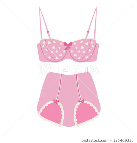 A set of vintage pink women s underwear. 125409333