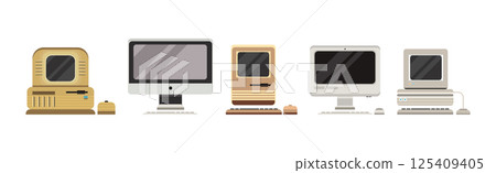 Retro Computer and Hardware with Screen Vector Set Retro Computer and Hardware with Screen Vector Set 125409405