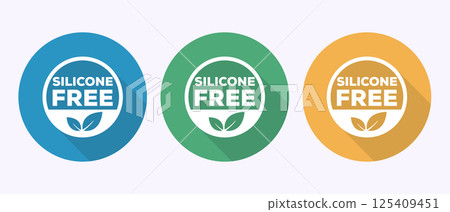 Silicone free icon design illustration, Best Silicone free sign, symbol in shadow button design 125409451