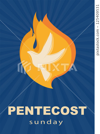 Pentecost dove flame Holy Spirit fire symbol Christian religion celebration of Pentecost 125409531