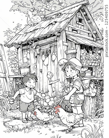 Delicate dragonfly flying above a blooming water lily. Soft brushstrokes highlight the elegance and peaceful serenity of nature harmony 125409755