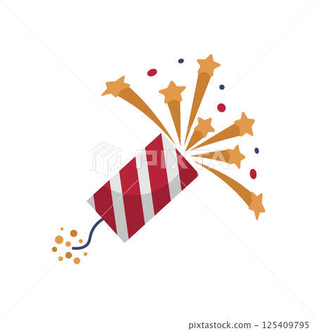 Stripped confetti popper in flat design. Holiday firecracker for Canada day. Vector illustration isolated. 125409795
