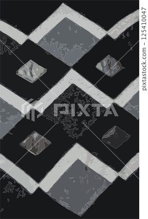 Realistic vector illustration abstract fabric texture.Detailed inserts in black genuine leather on a knitted woolen background with an abstract pattern. Realistic vector illustration abstract fabric texture.Detailed inserts in black genuine leather on a knitted woolen background with an abstract pattern. 125410047