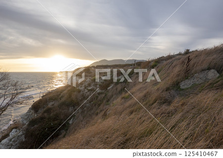 View of a stormy seascape of waves and the Black Sea View of a stormy seascape of waves and the Black Sea 125410467