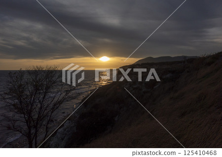 View of a stormy seascape of waves and the Black Sea View of a stormy seascape of waves and the Black Sea 125410468