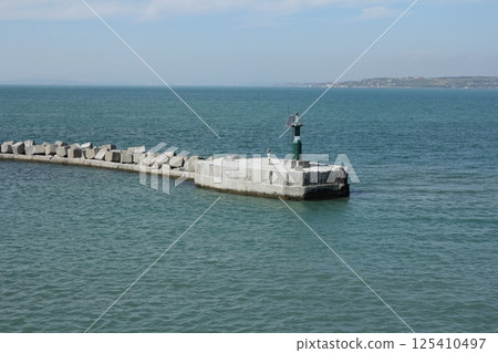 View of the Kerch Strait from the side of the ferry View of the Kerch Strait from the side of the ferry 125410497